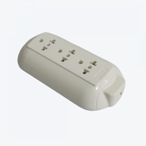Tomacorriente universal 3 salidas para extensiones blanco 10A-250V